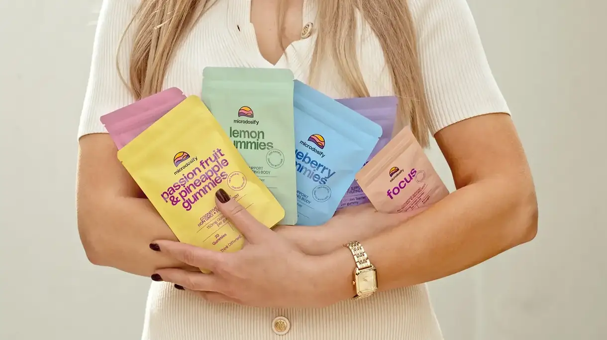 Microdosing Gummies In hand of a girl