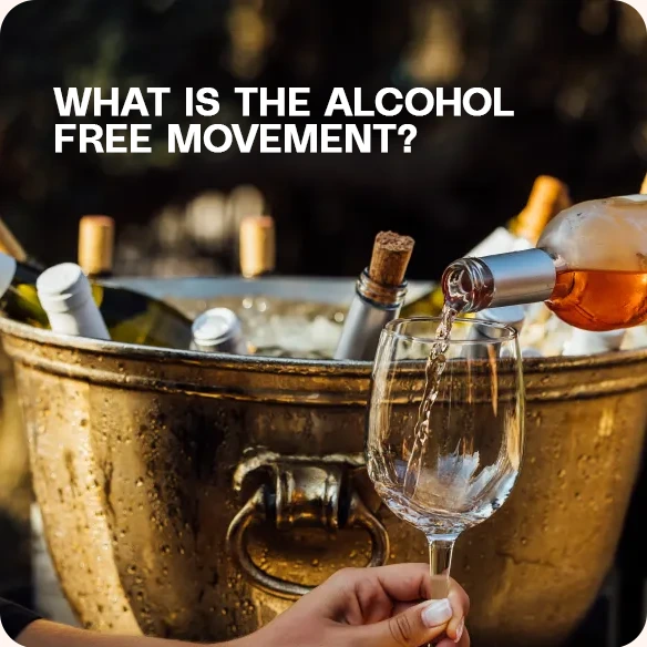 A wine bottle pouring into a glass near a bucket of wine bottles.