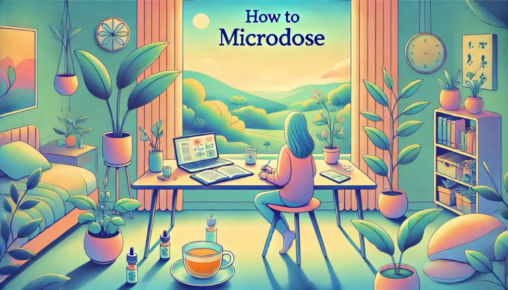 Person sitting and watching a field and enjoying microdosing